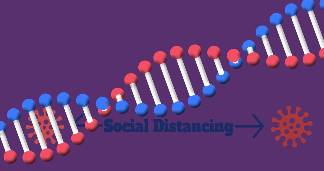 DNA Helix and Social Distancing Message in Virus Concept