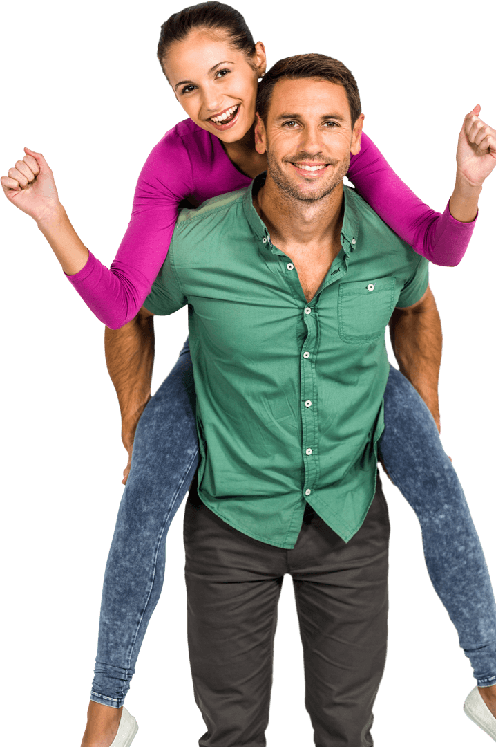 Cheerful Couple in Love with Transparent Background