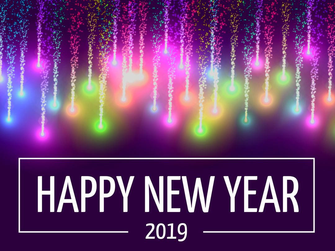 Colorful Fireworks Celebrating New Year 2019 Greetings