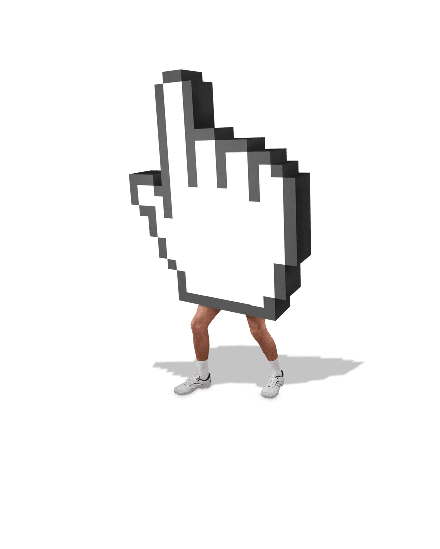 Quirky Digital Cursor with Human Legs Transparent Background