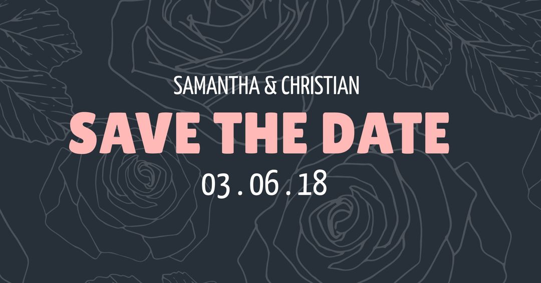 Elegant Rose Outline Save The Date Announcement - Download Free Stock Templates Pikwizard.com