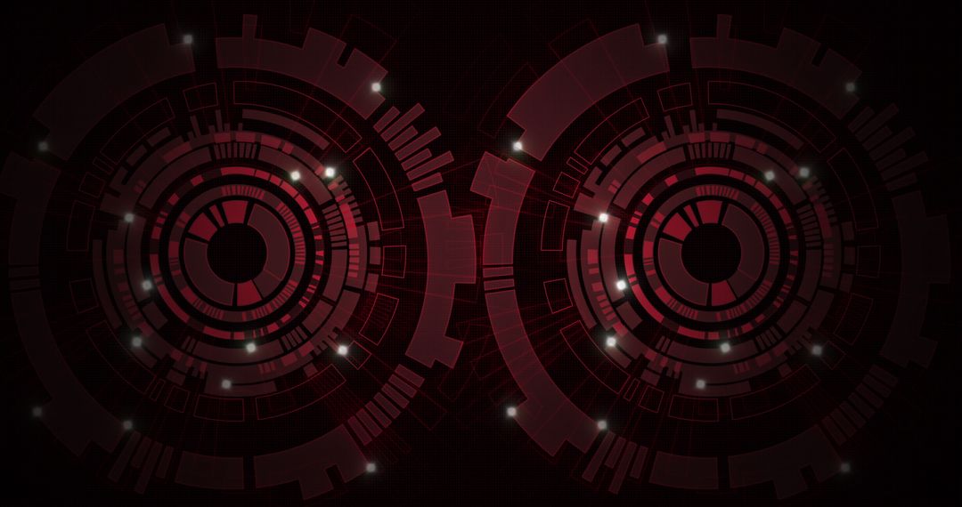 Abstract Digital Interface with Rotating Circles on Black Background