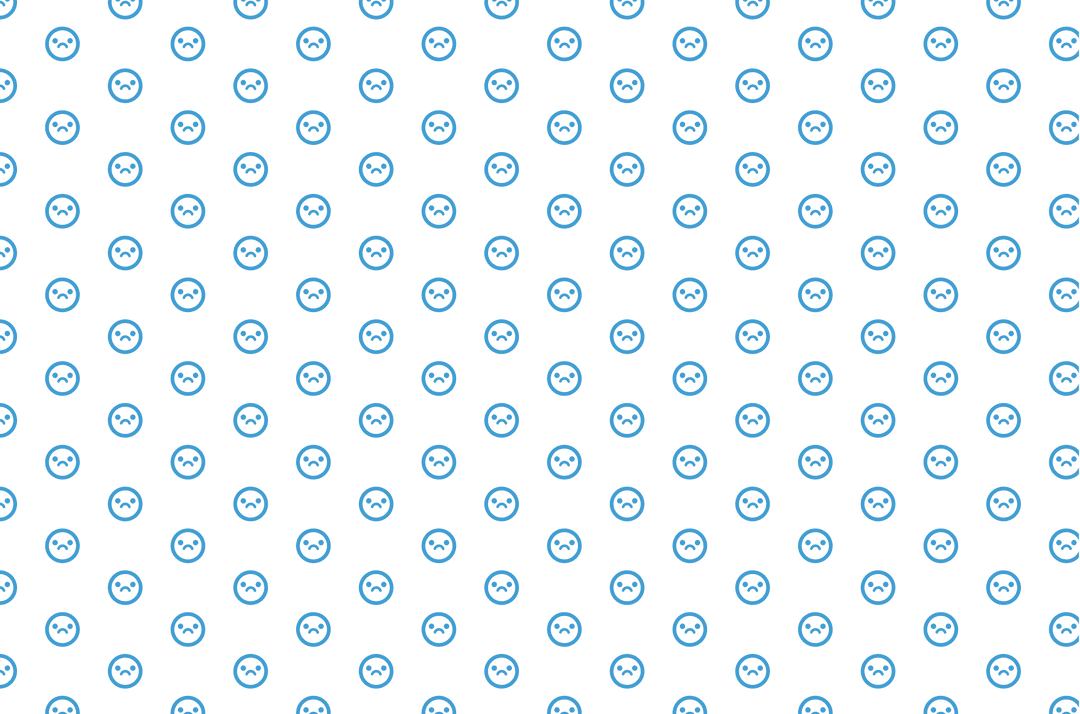 Transparent Pattern of Blue Sad Face Emoji Icons for Design Concepts