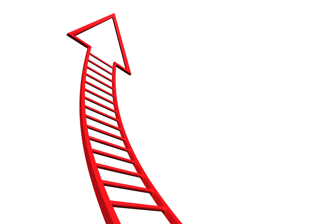 Red Arrow with Stripes on Transparent Background