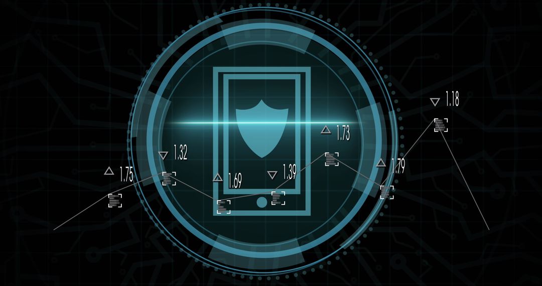 Digital Interface with Data Processing Elements and Shield Icon