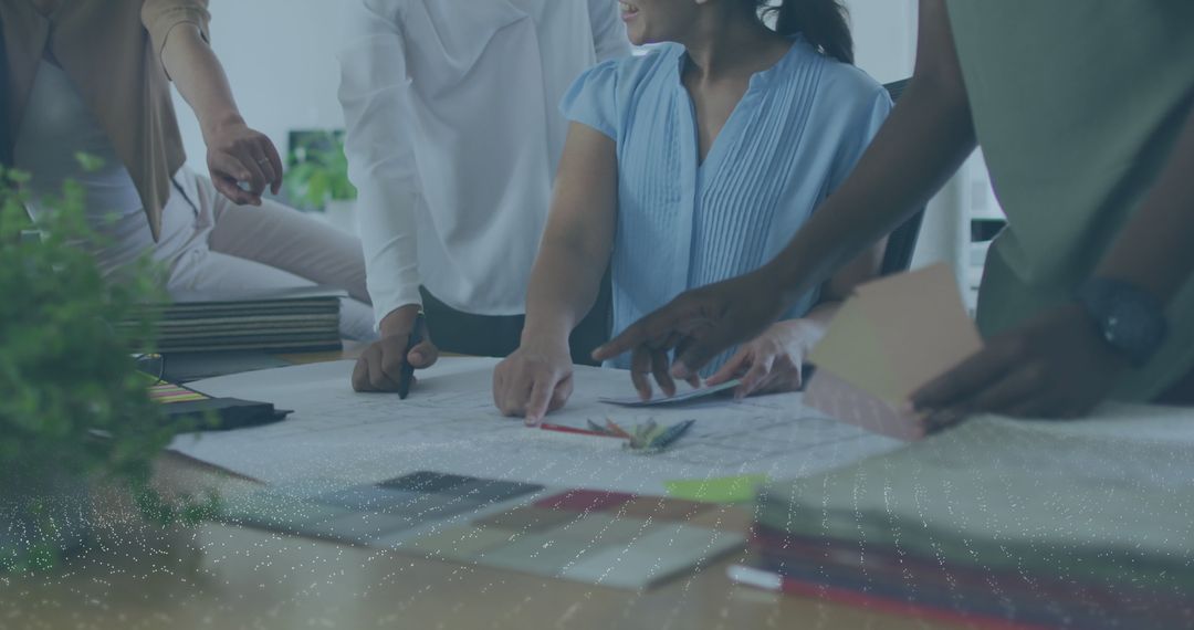 Collaborative Team Meeting with Digital Interface Concept