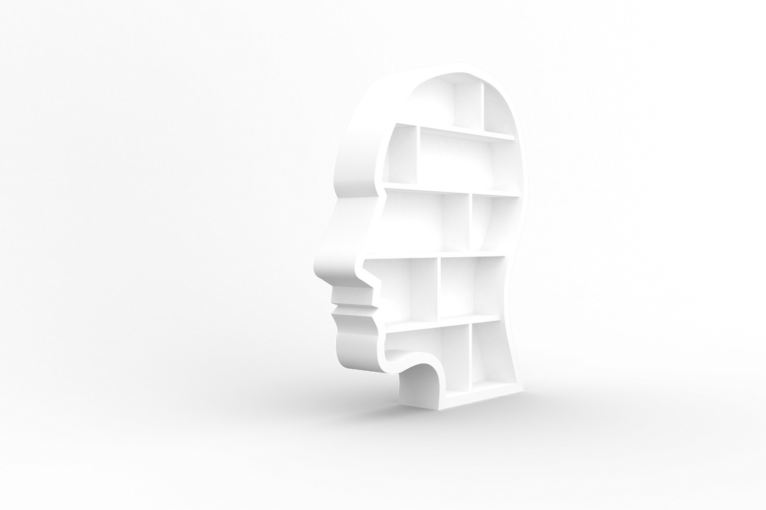 Transparent Digital Human Head Bookcase With Empty Shelves - Download Free Stock Images Pikwizard.com