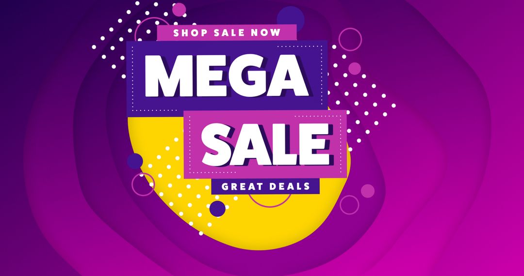 Colorful Mega Sale Announcement with Abstract White Elements