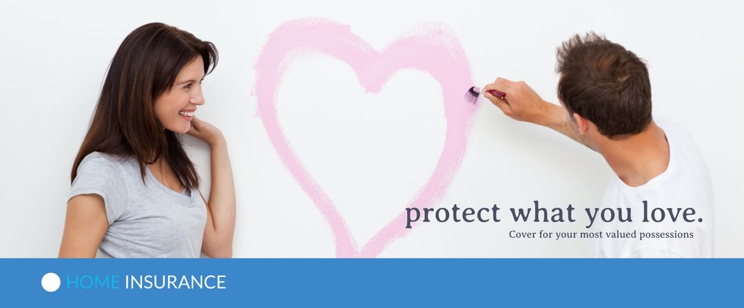 Couple Painting Heart on Wall for Home Insurance Advertisement