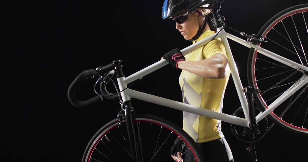 Cyclist Carrying Bicycle Blur For Endurance and Competition Concept