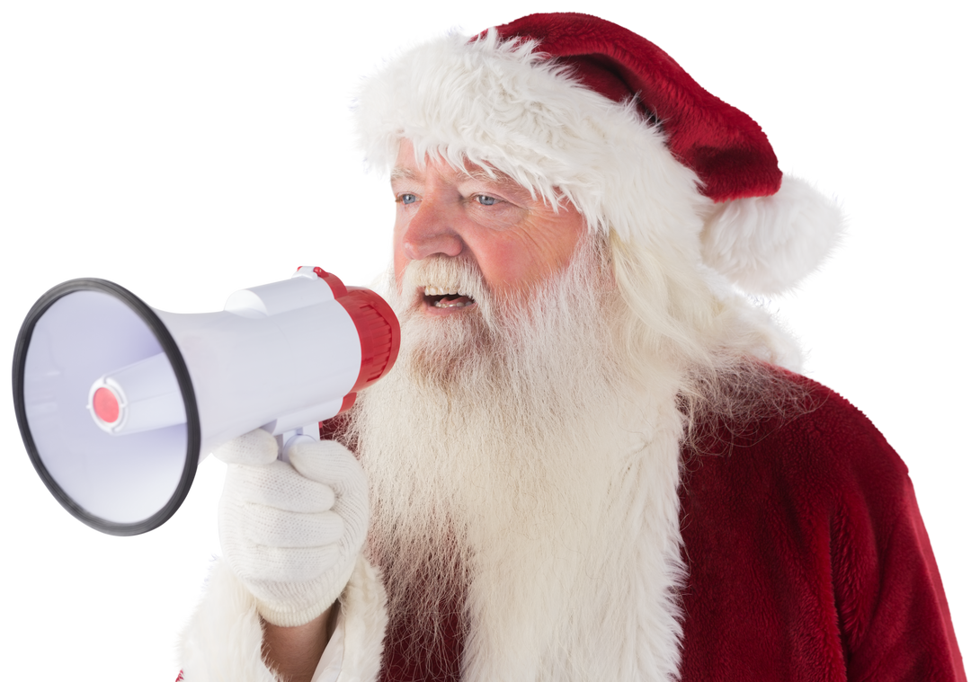 Transparent Santa Claus Announcing with Megaphone - Download Free Stock Images Pikwizard.com