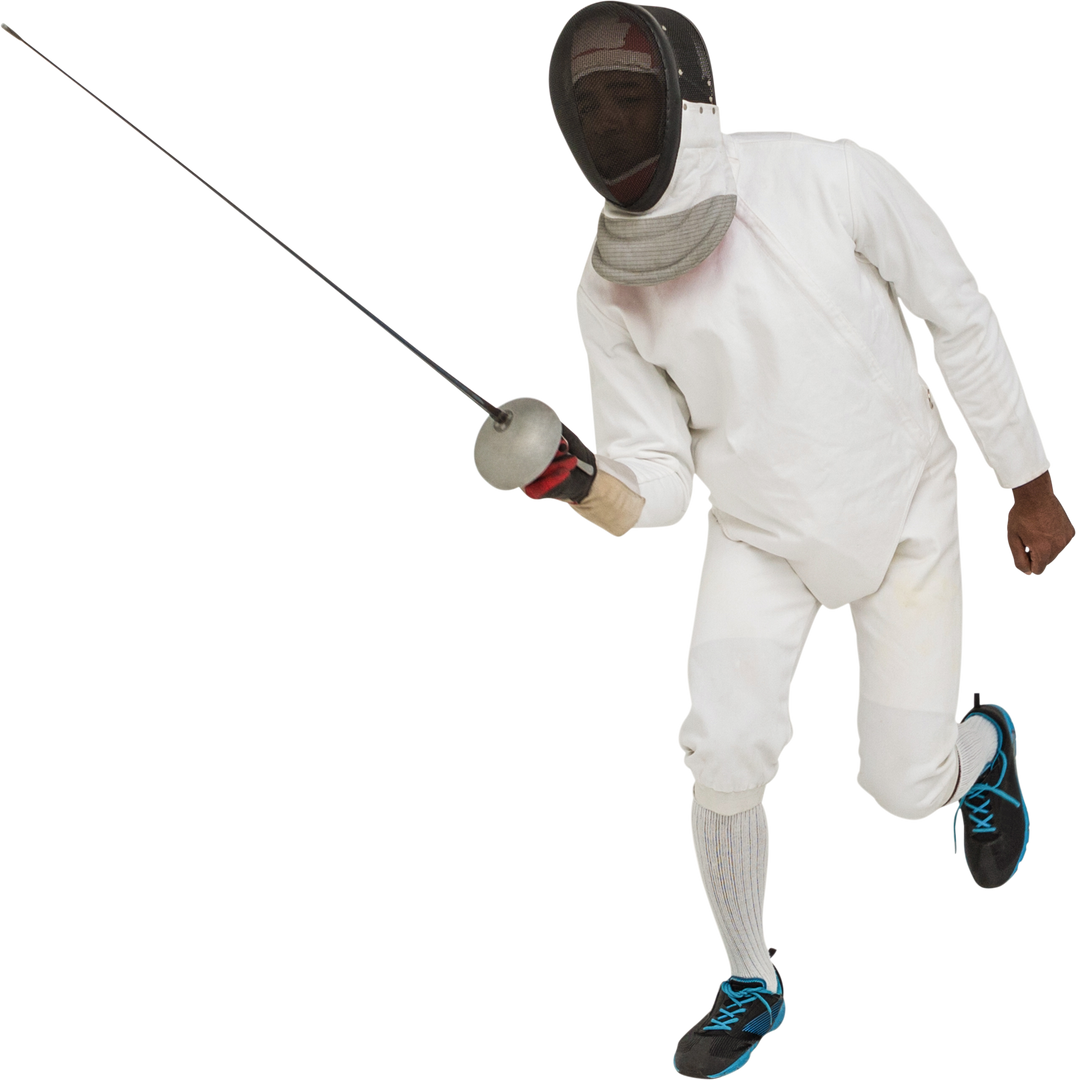 Male Fencer in White Fencing Suit Practicing Stab Techniques - Download Free Stock Images Pikwizard.com