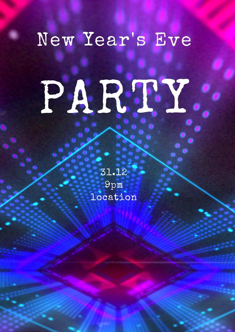 New Year's Eve Party Invitation with Futuristic Lights