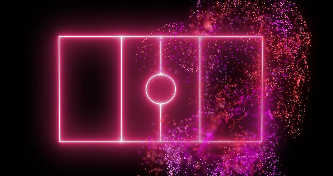 Glowing Light Trails Simulate Sports Field Over Dark Background