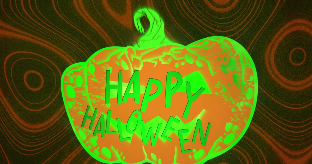 Neon Pumpkin Art with Happy Halloween Greeting
