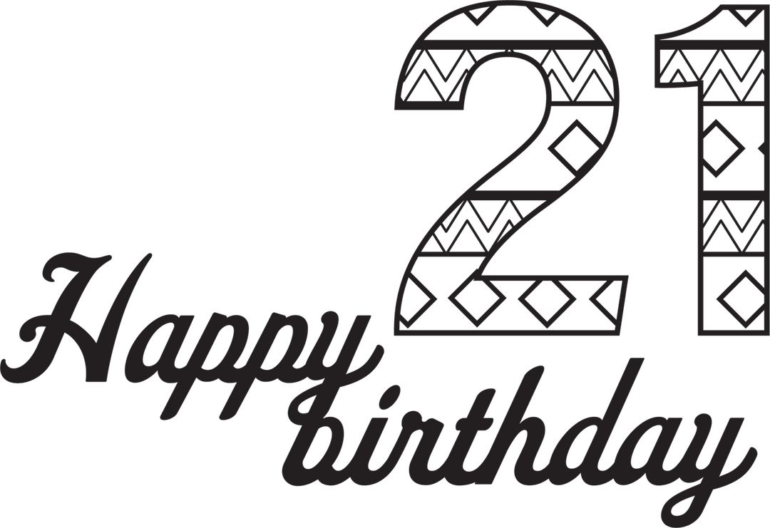 Transparent 21st Birthday Illustration with Text and Decorative Number - Download Free Stock Images Pikwizard.com