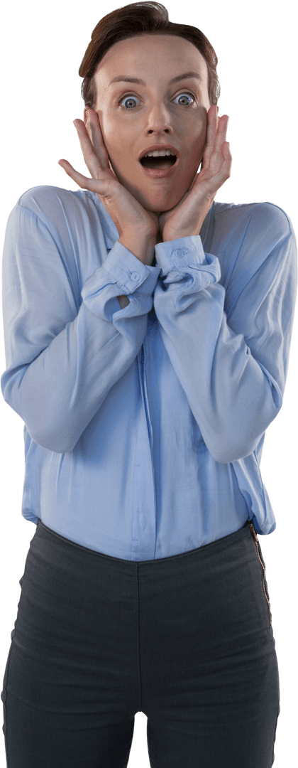 Surprised Businesswoman on Transparent Background Isolated