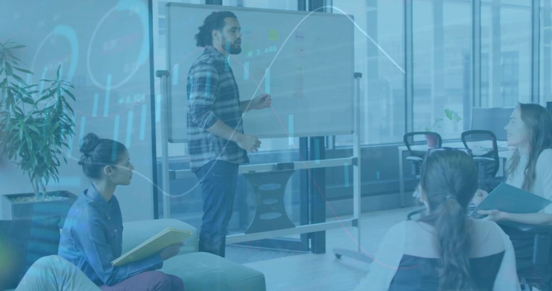 Entrepreneur Presenting Financial Data in Modern Office