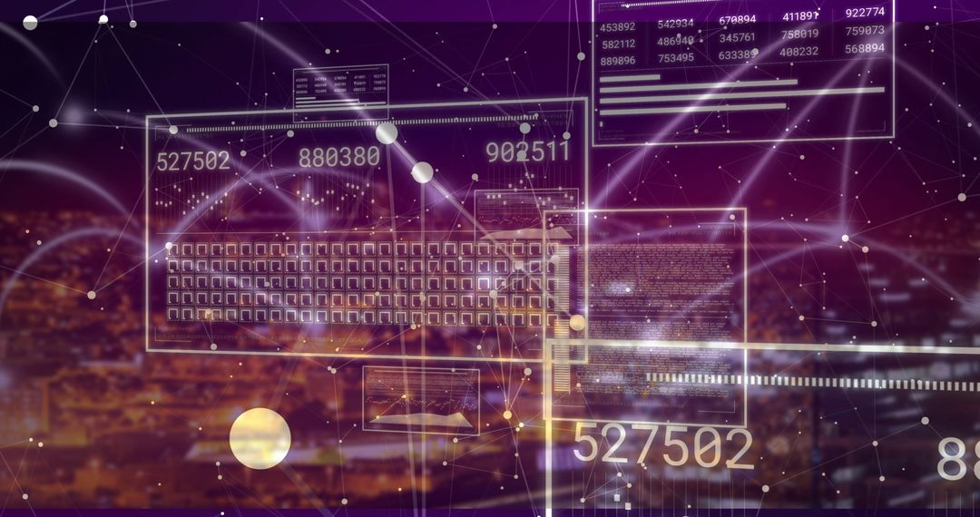 Digital Interface with Holographic Keyboard in Virtual Cityscape