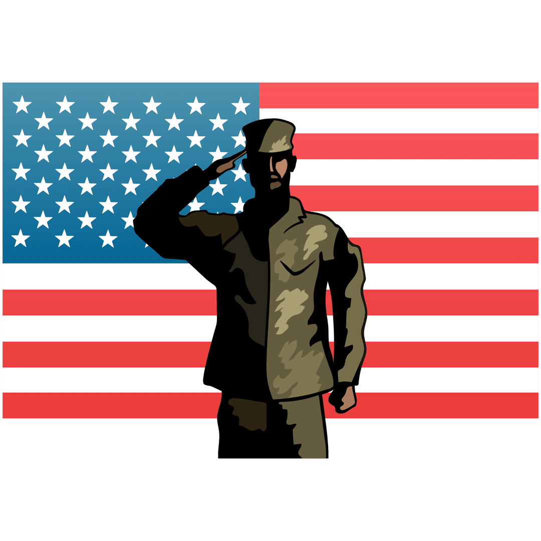 Transparent Soldier Saluting with USA Flag Background Illustration