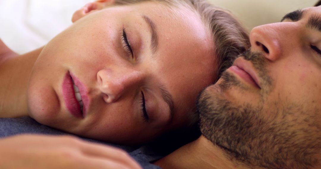 Peaceful Couple Napping Together at Home