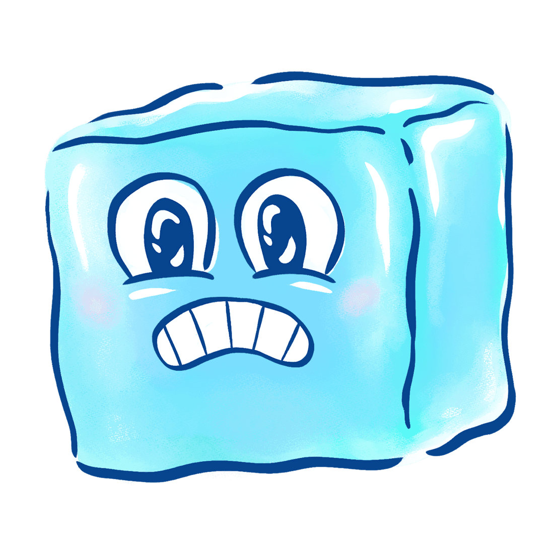 Playful Cube Character Grimacing on Transparent Background