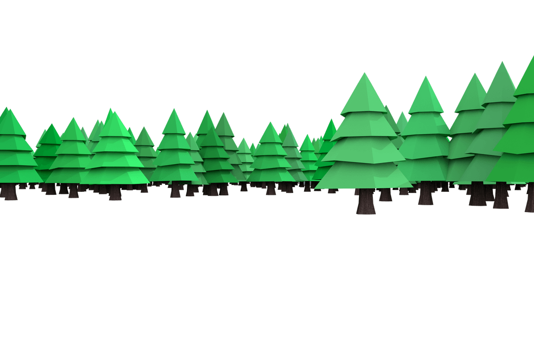 Stylized Transparent Forest of Green Fir Trees