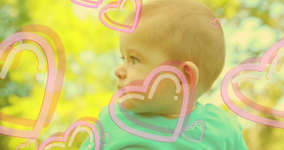 Joyful Baby with Hearts Overlay Embracing Early Development