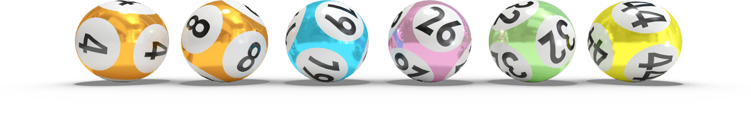 Colorful Lotto Balls with Numbers on Transparent Background