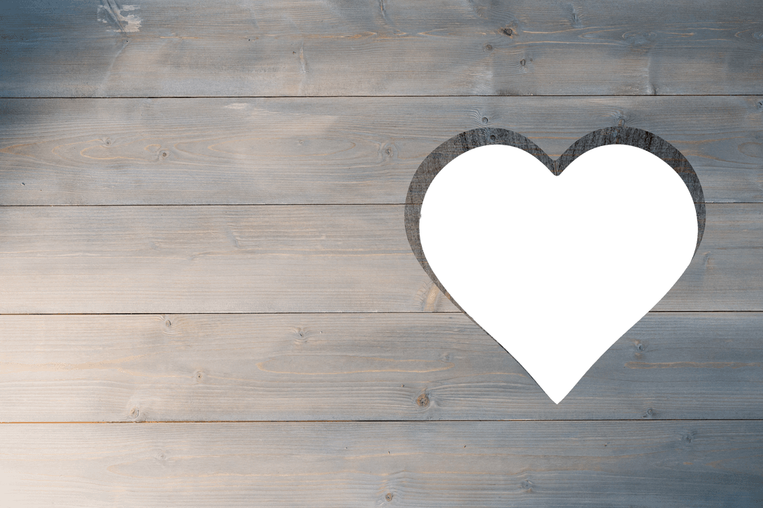 Heart Shape Cutout in Wooden Texture on Transparent Background