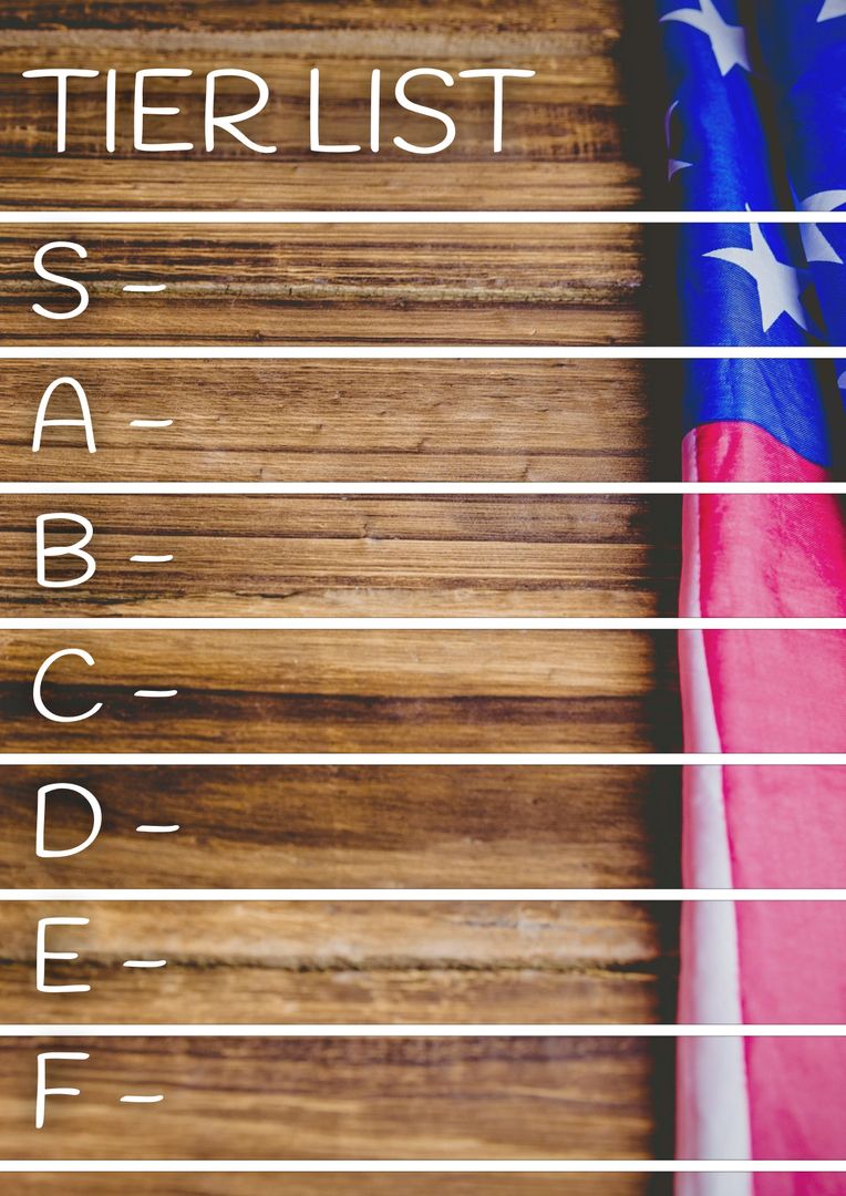 Composite of tier list text over flag of usa and wooden background - Download Free Stock Templates Pikwizard.com