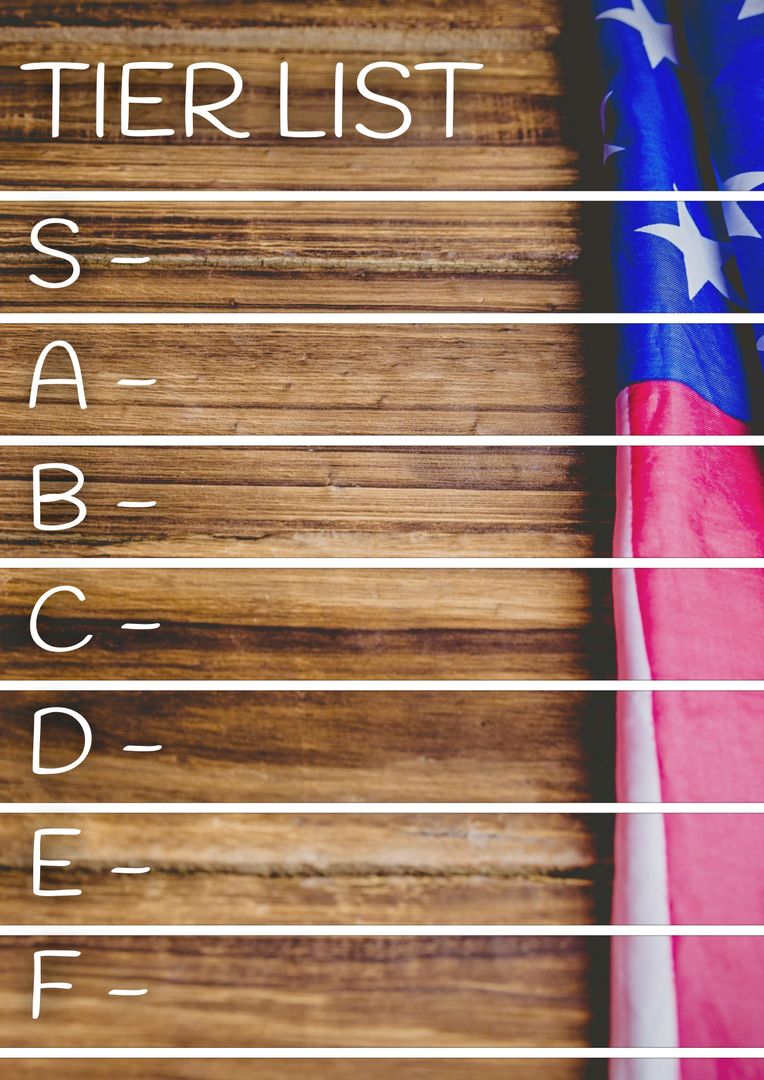 Blank Tier List with USA Flag and Wooden Background - Download Free Stock Templates Pikwizard.com