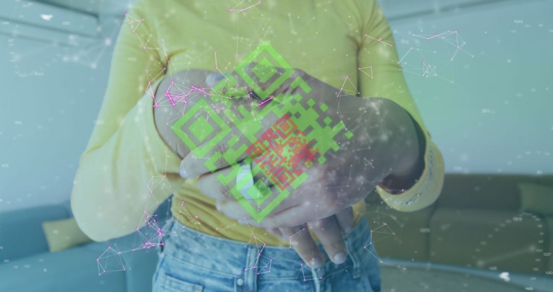 Hygiene and Technology Concepts with Holographic QR Overlay