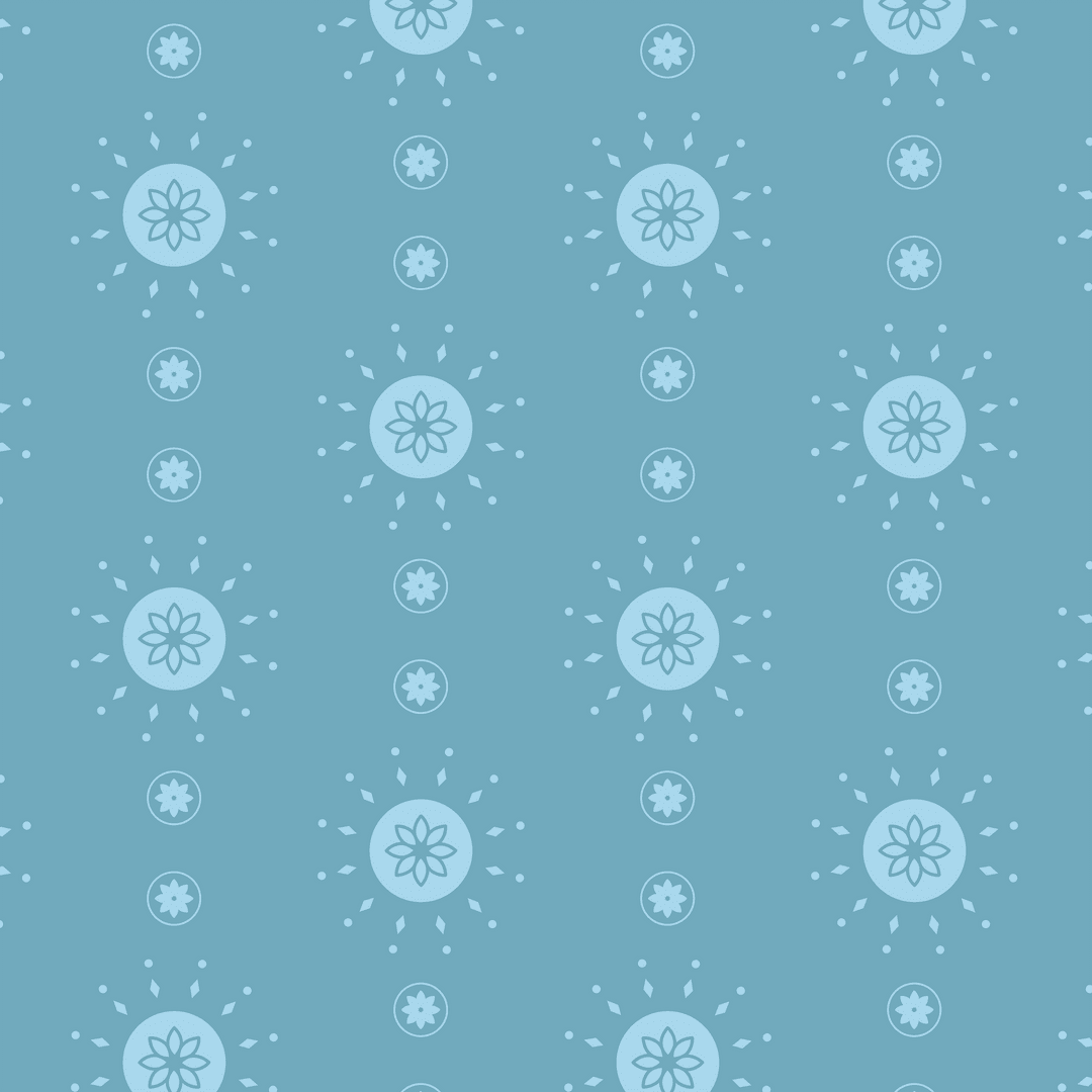 Transparent Blue Floral Vector Pattern with Abstract Shapes