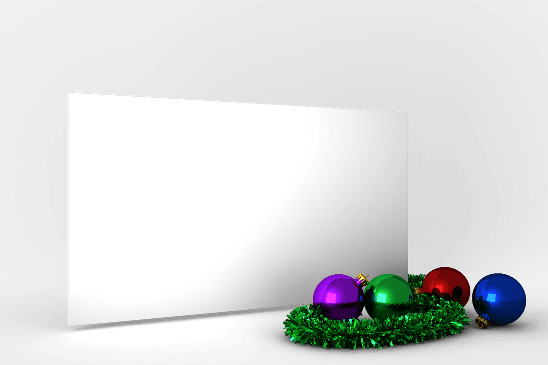 Christmas Decorations with Blank Space on Transparent Background Near Wreath