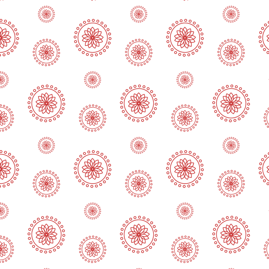 Pattern of Red Rosettes on Transparent Background