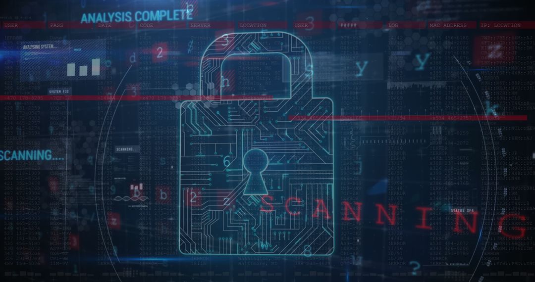 Digital Security Concept with Circuit Padlock