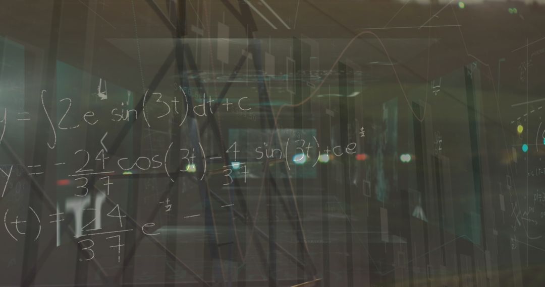 Mathematics Overlay on Subway Platform