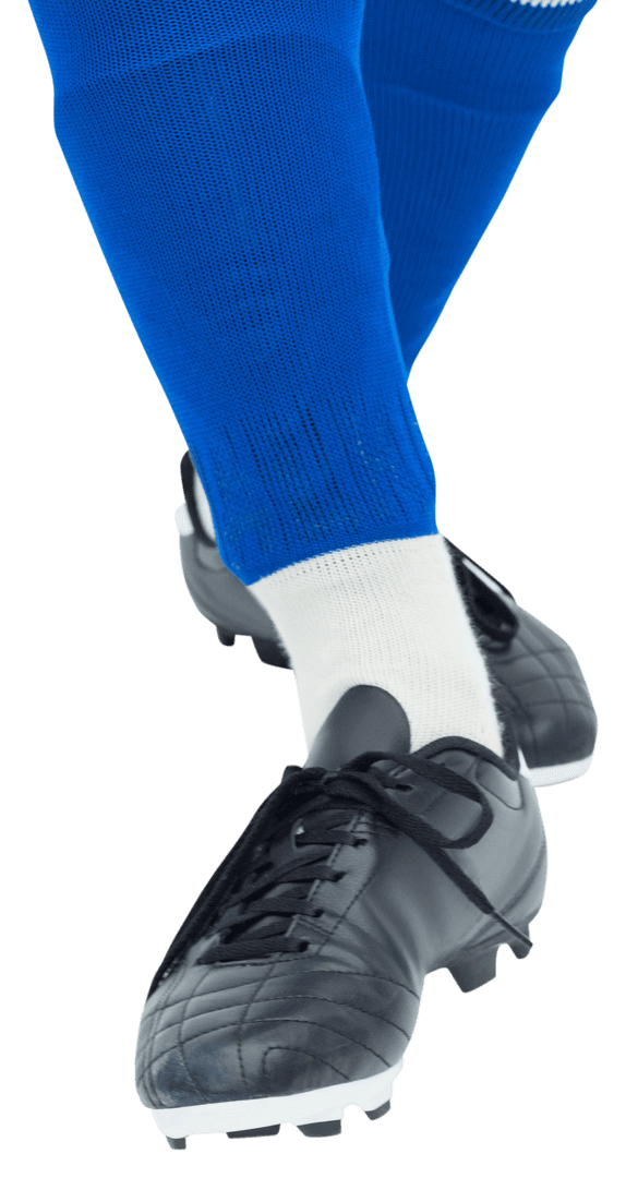 Footballer Legs on Transparent Background with Black Cleats