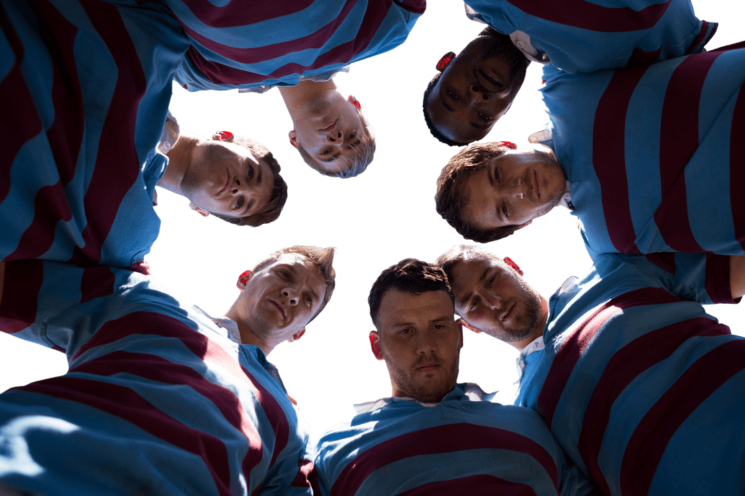 Rugby Team Huddle with Transparent Background