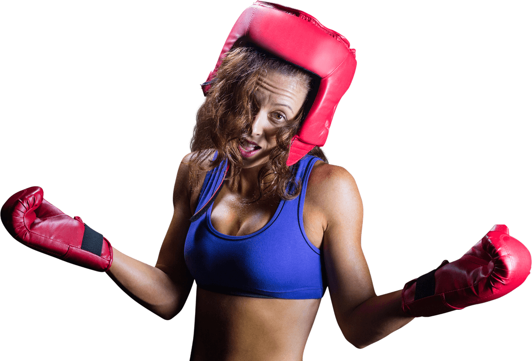 Transparent Boxer Posing Playfully with Outstretched Arms