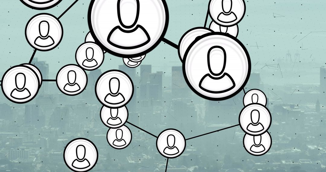 Digital Profile Network Over Cityscape Represents Global Connectivity