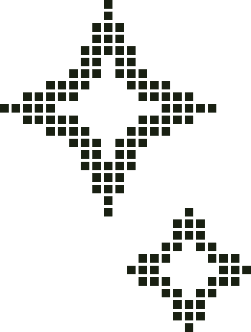 Pixelated Diamond-Shaped Stars on Transparent Background