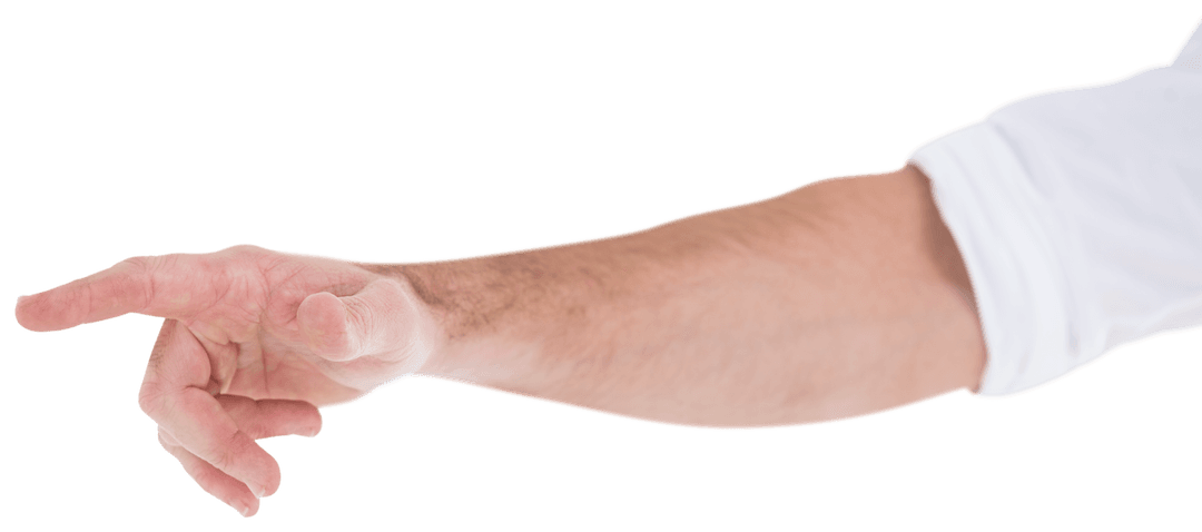Transparent Businessmans Hand Pointing in White Shirt