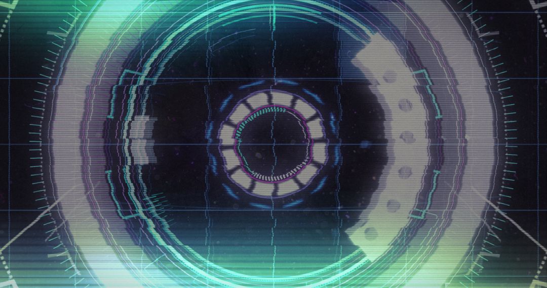 Futuristic Neon Scanner Interface with Glitch Effects