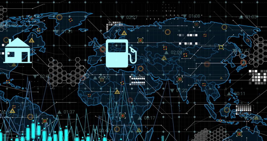 Global Data Processing Concept Illustrated on World Map