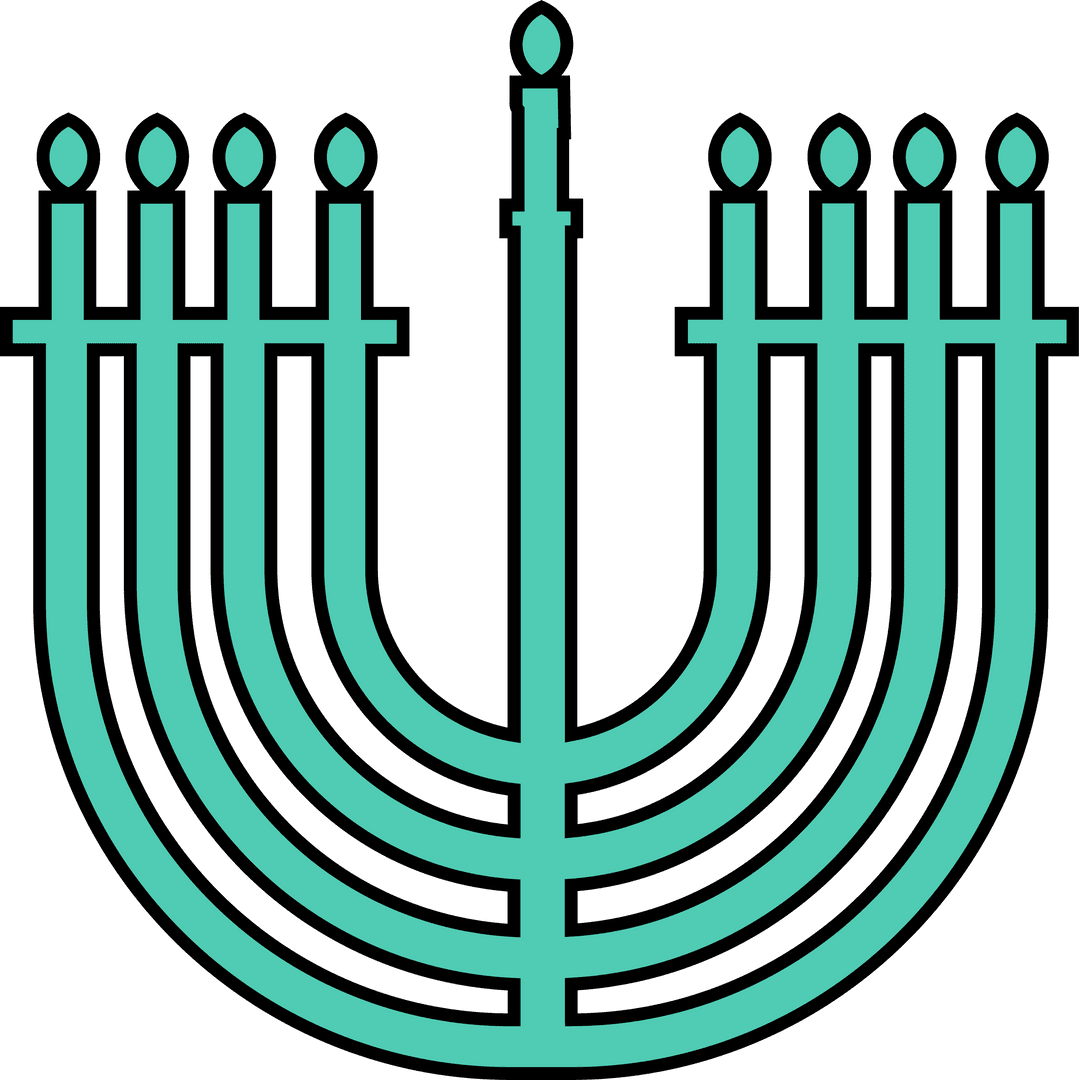 Transparent Vector Hanukkah Menorah with Nine Teal Candles