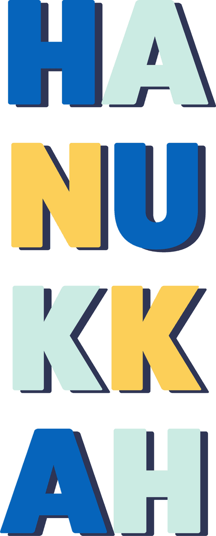 Hanukkah Typography on Transparent Background with Drop Shadow