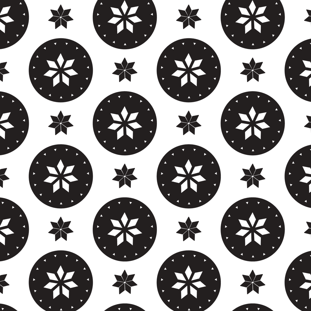 Elegant Black Geometric Shapes Pattern on Transparent Background