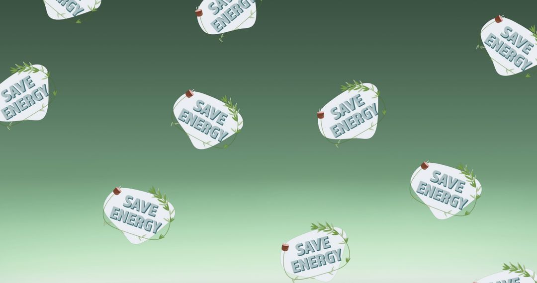 Floating Save Energy Icons on Green Gradient Background